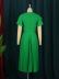 pleated solid color ruffle short sleeve slim long dress NSKNE129695
