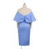 high waist v neck off-shoulder slim solid color prom dress with belt NSKNE129699