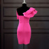 single-shoulder ruffled bow slim high waist solid color prom dress NSKNE129701