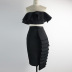 Conjunto de chaleco y falda de color sólido delgado de cintura alta con parte superior de tubo con volantes NSKNE129706