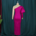 vestido de fiesta de color sólido dividido de cintura alta con manga de linterna de un solo hombro NSKNE129709