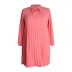 plus size pleated solid color long sleeves loose lace-up dress NSKNE129714
