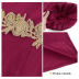 Oblique shoulder lantern sleeves high waist slit Embroidery solid color prom dress NSKNE129721