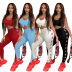 U-neck sleeveless high waist hollow tight solid color vest and trousers set NSSME129732