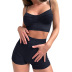 suspender high waist backless wrap chest tight solid color vest and shorts set NSSME129734