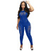 round neck sleeveless hollow tight solid color jumpsuit NSSME129743