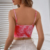 lace print suspender v neck backless stitching vest NSYID130171