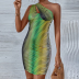 printed single-shoulder sleeveless hollow slim dress NSYID130170