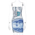 dollar printing wrap chest backless tube top tight dress NSBDX132541