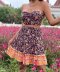 tube top backless high waist kinked floral vest and skirt suit NSYXB132546
