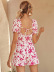 square neck backless lace-up short sleeve floral jumpsuit NSJKW132571