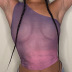slanted shoulder sleeveless slim short Gradient colours vest NSSWF132580