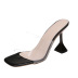 square toe Transparent one-word belt high-heeled solid color/snake print slipper NSJJX132634