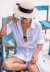 breasted solid color mid-sleeve lace-up beach outdoor cover-up NSMUX132644