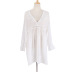 long sleeve v neck loose solid color beach outdoor cover-up NSMUX132646
