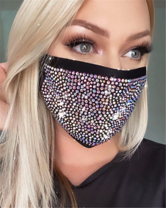 Rhinestone Color Flash Hot Drill Earhook Mouth Mask NSYML132651