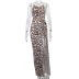 cross sling backless slim slit leopard print dress NSBDX132671