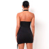 backless hanging neck wrap chest slim drawstring solid color milk silk dress NSBDX132682