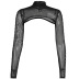 Gothic high-neck long-sleeved slim rings solid color see-through top NSGYB132695