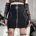 falda de cintura alta con tachuelas de pentagrama gótico de color sólido con cremallera NSGYB132697