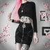 zipper solid color gothic pentagram studded high waist skirt NSGYB132697