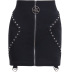 falda de cintura alta con tachuelas de pentagrama gótico de color sólido con cremallera NSGYB132697