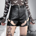 Gothic hollow tight high waist solid color leather shorts NSGYB132698