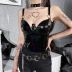 Gothic tight sling wrap chest backless solid color PU jumpsuit NSGYB132700