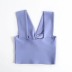 Wide shoulder strap sleeveless kink short solid color vest NSXDX132720