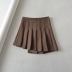solid color College style irregular hem pleated skirt NSXDX132721