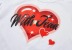 Camiseta corta ajustada con cuello redondo y manga corta con estampado de letras y corazones NSXDX132723
