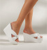 waterproof platform kinked open toe wedge heel slippers NSSO132734