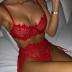 sling wrap chest high waist solid color lace underwear three-piece set NSHLN132737