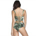 printed sling backless high waist lace-up bikini two-piece set NSYLH132744