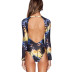 print backless hollow long-sleeved one-piece swimsuit NSYLH132749