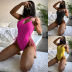 single-shoulder sling backless lace-up solid color one-piece swimsuit NSCSM132750