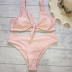 high waist sling wrap chest solid color bikini two-piece set NSCSM132755