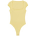 low-cut short sleeve slim hollow solid color jumpsuit NSFH132758