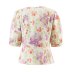 slimming square collar short-sleeved flower printed top NSYXB132764