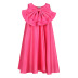 bow sleeveless loose short solid color dress NSKNE129821