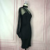 single-shoulder high waist slim long sleeve solid color see-through dress NSKNE129825