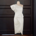 one shoulder sleeveless ruffle high waist pleated slim prom dress NSKNE129835