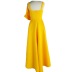 solid color open back high waist bow irregular ruffle slip dress NSKNE129842