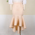 falda asimétrica de cintura alta elástica en color liso NSKNE129846