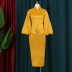 Stand collar lantern sleeves high waist slim sheath prom dress NSKNE129849