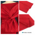 solid color Round neck long sleeve bow high waist sheath prom dress NSKNE129851