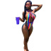 rainbow print hollow bandage backless one-piece swimsuit NSCJF129873
