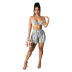 printed strappy loose camisole and shorts two-piece set NSCJF129888