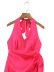 hanging neck backless v neck lace-up solid color Satin Dress NSLQS129901