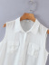chiffon breasted pocket sleeveless lapel shirt NSLQS129915